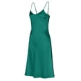 thumbnail image 6 of Women's Satin Spaghetti Strap Maxi Dress V Neck Side Slit Formal Cocktail Dress, 6 of 7