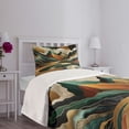 thumbnail image 3 of Ambesonne Mid Century Modern Quilted Bedspread Set 2 Pcs, Groovy Mountains, Twin Size, Teal Pale Vermilion Pearl, 3 of 5