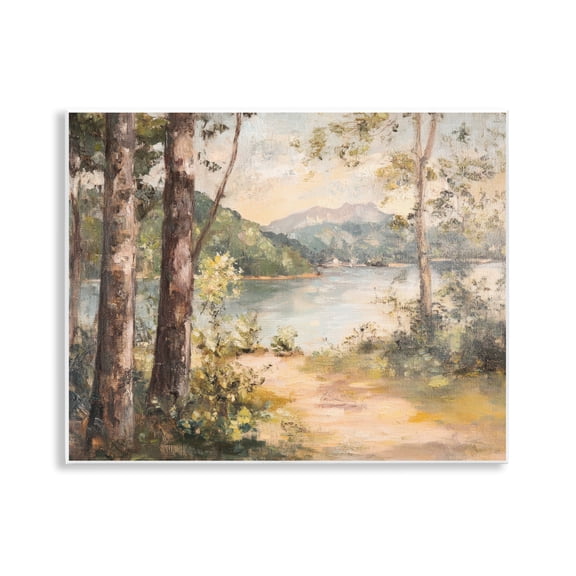 Stupell Industries Peaceful Lakeside Landscape Landscape & Nature Painting Unframed Art Print Wall Art, 14 x 11