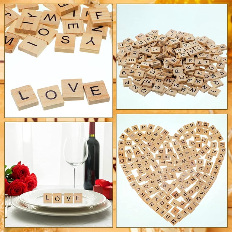 Wooden Letter Tiles Set - 200 Alphabet Game Pieces photo 4