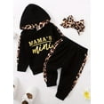thumbnail image 2 of Adorable Baby Girl Leopard Patchwork Sweatpants Set with Hoodie and Bowknot Headband, 2 of 5