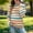02 Orange, variant on YueHuiYing Women's Oversized Top - Colorful Striped Checkered Print Crew Neck Drop-Shoulder Sleeves Long Sleeve Comfortable Versatile Sweatshirt