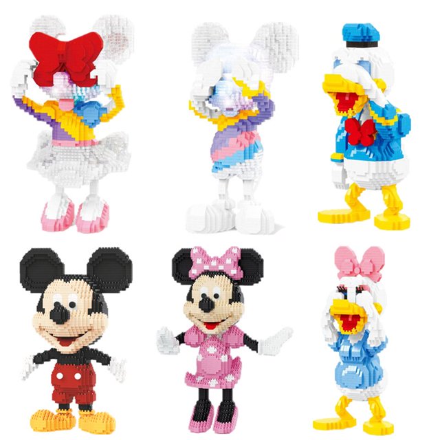 New 14 Style Cartoon Disney Anime Building Blocks Funny Mickey Mouse Minnie Figures Model Mini Bricks Toys Children's Christmas zhangyuxiang LED