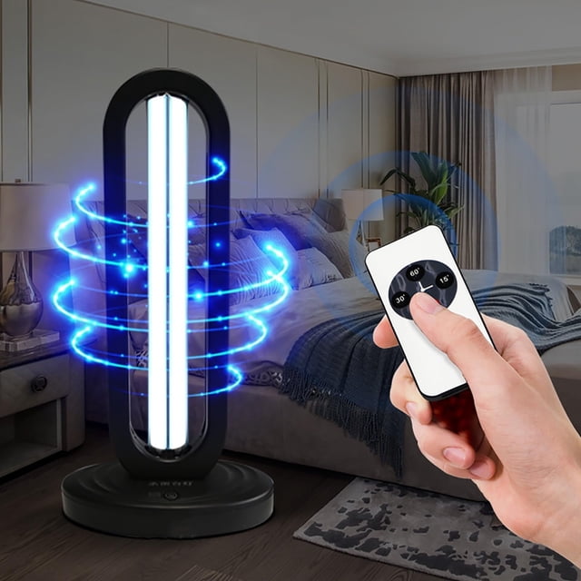 Naxoaeo Clearance - Desinfectante de luz ultravioleta, lámpara UVC para habitaciones, luz ultravioleta con temporizador de 3 velocidades y control remoto, dispositivo de desinfección para el hogar