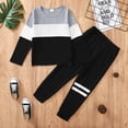 thumbnail image 2 of 9Y Kids Boy Clothes Big Boys 2PCS Outfits 9-10 Years Boys Long Sleeve Round Neckline Tops Pants Set Gray, 2 of 6