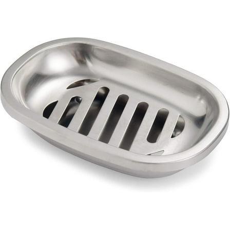 ABPETE Silver Soap Dish SUS304 Stainless Steel Brushed Soap Dish with Drain Bathroom Soap Holder