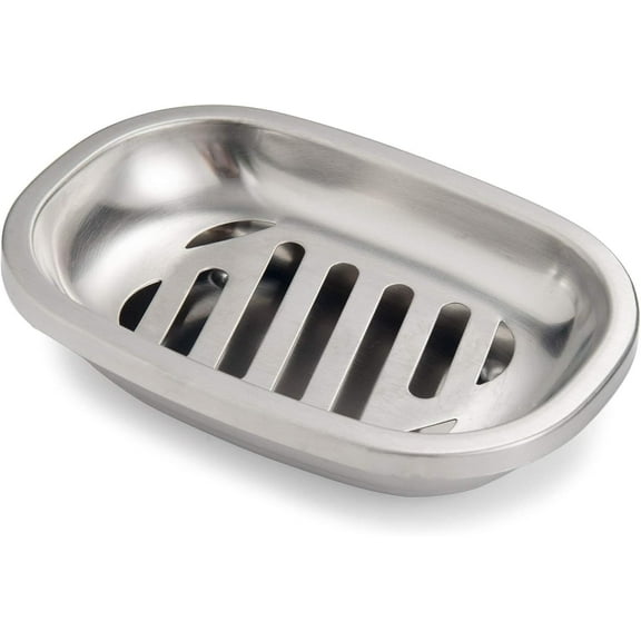 ABPETE Silver Soap Dish SUS304 Stainless Steel Brushed Soap Dish with Drain Bathroom Soap Holder