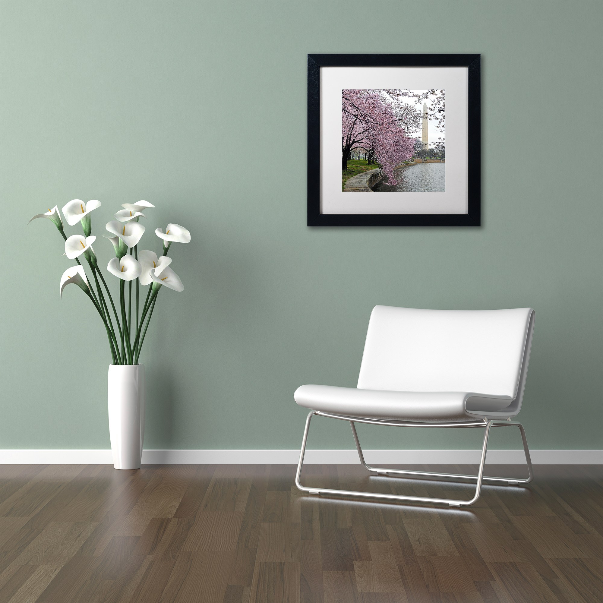 "Washington Blossoms" Canvas Art by CATeyes, White Matte, Black Frame