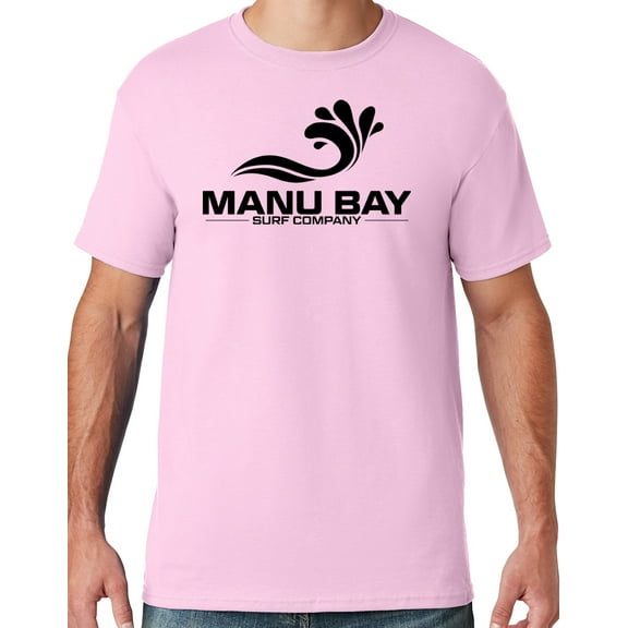 Mens Manu Bay Surf Company BLACK LOGO T-shirt, 2XL Classic Pink