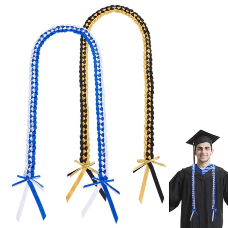 2pcs Graduation Leis 2025 Graduation Ribbon Lei Honor Cord Necklace Ribbon Congrats Grad Ribbons for High School College Student