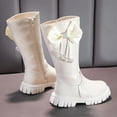 thumbnail image 7 of REDARER Girls Winter Boots Side Zipper Tall Leather Boots, Warm Lined with Bow Detail, Non- Princess Calf Boots for Kids,Color:White,Size:7.5-8 Years, 7 of 7