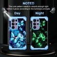 thumbnail image 2 of CASEFIV for Samsung Galaxy S24 Ultra 5G Case,Glow in The Dark Three Layer Heavy Duty Shockproof Protection Hard Plastic Bumper+Soft Silicone Protective Case,Light Blue Butterfly, 2 of 8