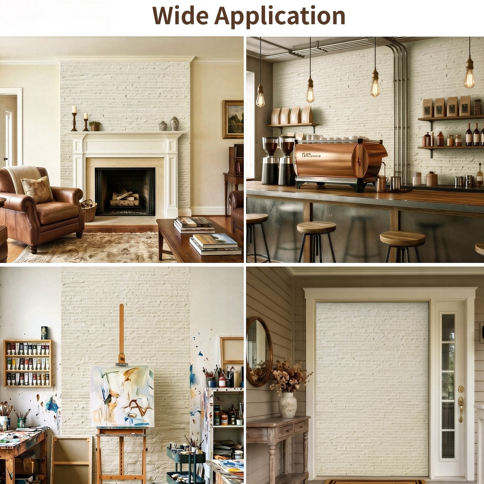 Easy4Home 8Pcs 24"x24" Flexible Stone Wall Panels 3D Faux Stone Texture Decorative Wall Tiles for Interior and Exterior Wall, Beige