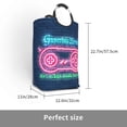 thumbnail image 3 of XMXT Large Collapsible Laundry Hamper, Neon Handle Vintage Blue Print Laundry Basket with Aluminum Handle, 50L, 3 of 7