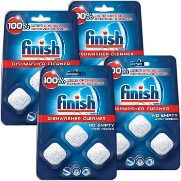 Finish In-Wash Dishwasher Cleaner: Clean Hidden Grease and Grime, 3 Count, Pack of 4