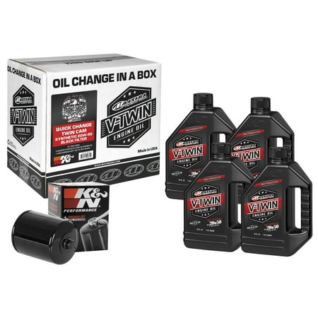 Maxima 90-119014B Quick Change Twin Cam Synthetic Oil Change Kit with Black Filter -