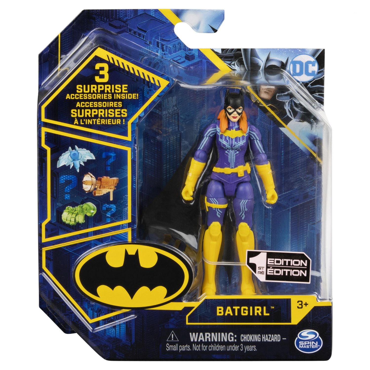 Batman, Figurine articulée Batgirl de 10 cm avec 3 accessoires mystère, pour les enfants à partir de 3 ans