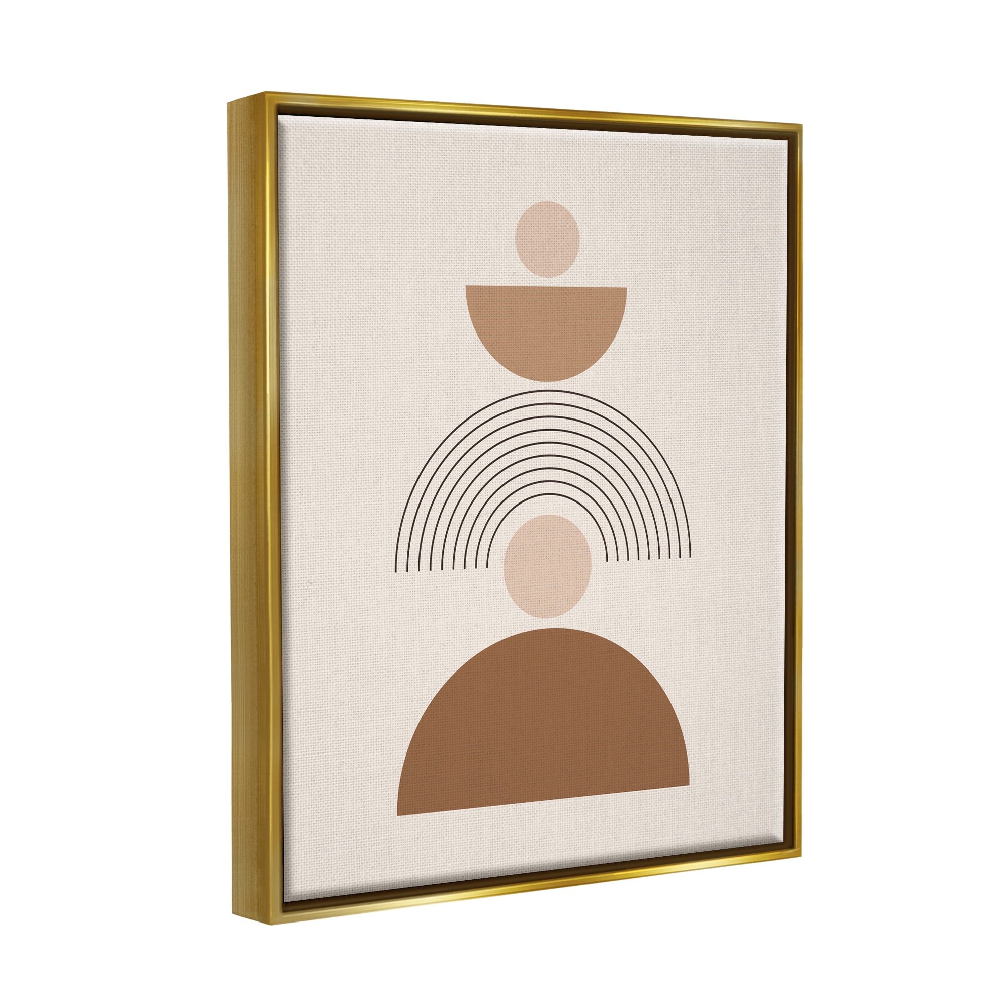 Stupell Industries Stacked Boho Shapes Abstract Painting Gold Floater Framed Art Print Wall Art, 25 x 31