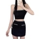 thumbnail image 1 of Conjunto de falda y top con tiras para mujer, falda corta con tirantes finos de cintura alta para niñas, trajes de 2 piezas para fiesta diaria de verano, negro, talla libre, 1 of 8