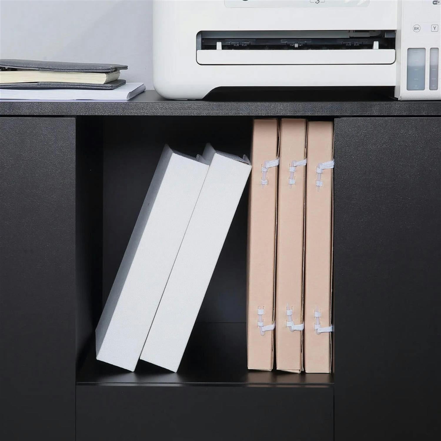 Demi Bonn Rolling Filing Cabinet with Castors, 2 Drawers, 2 Shelves, Modern File Cabinet for Home Office, Smooth Counter Printer Stand, Black