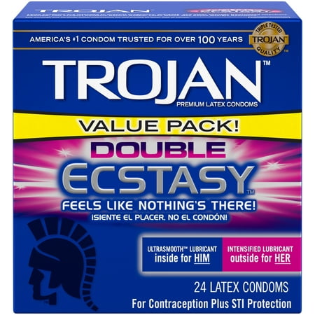 Trojan Double Ecstasy Lubricated Condoms, 24ct