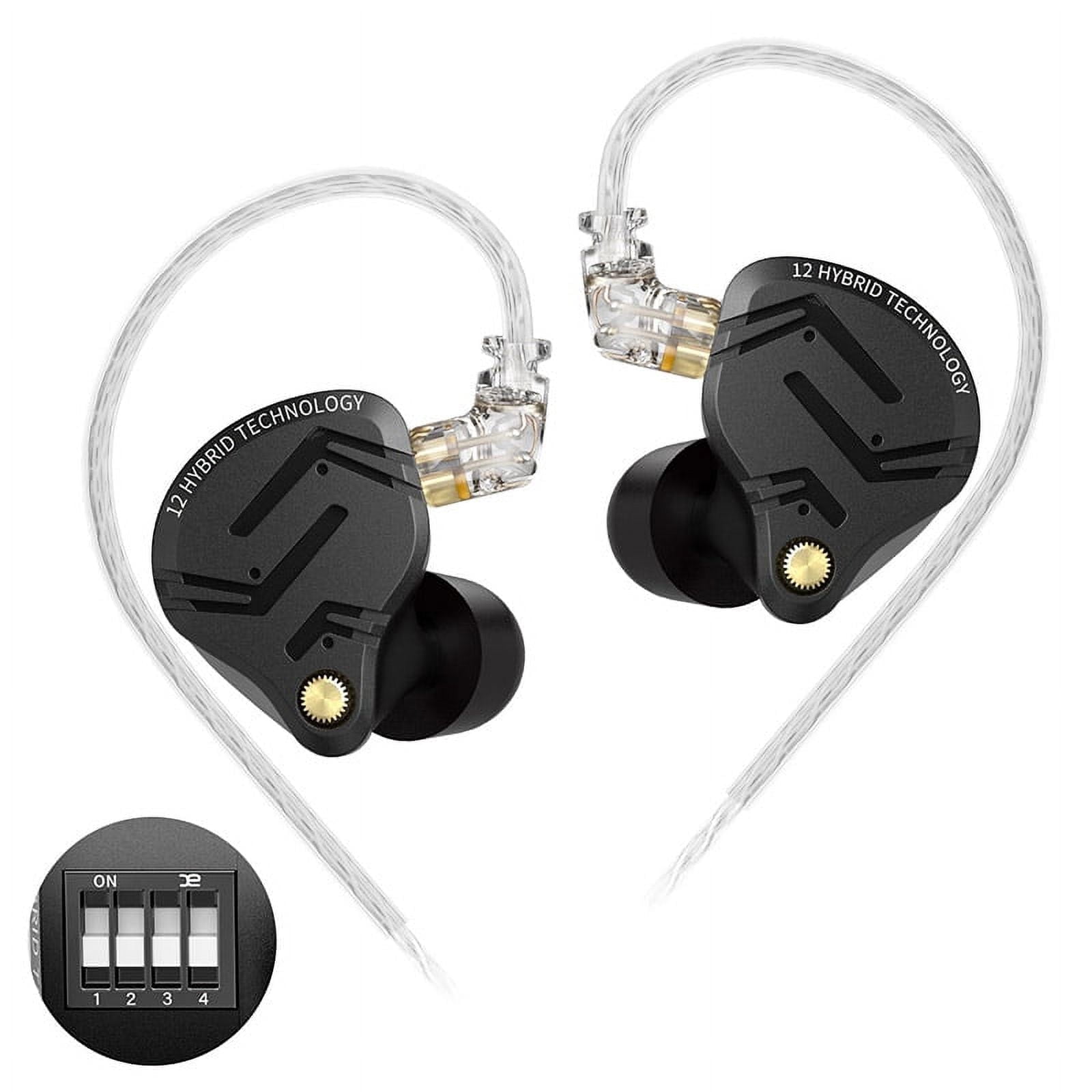 KZ ZS12 PRO X in Ear Monitor Headphones, Wired Gaming Earbuds 1DD+5BA Hybrid Driver IEM Earphone, 4-Level Tuning Switch, Full-Metal Cavity, 2Pin IEM Cable for Musician Audiophile(Tunning Version)