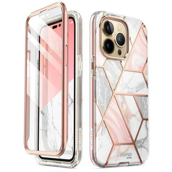 i-Blason Cosmo Series Case for iPhone 14 Pro 6.1 inch (2022 Release), Slim Full-Body Stylish Protective Case with Built-in Screen Protector(Marble)