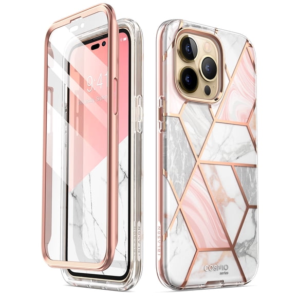 i-Blason Cosmo Series Étui pour iPhone 14 Pro 6,1 Pouces (Version 2022), Étui Protecteur Mince Intégral Élégant avec Protecteur d'Écran Intégré (Marbre)