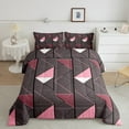 thumbnail image 5 of Manfei Abstract Sqare 3-Piece Full Size Comforter Sets,Geometric Triangle Bedding Comforter Set,Grey Pink Bedding Sets,Ultra Soft Teenager Bedroom Decor,Reversible, 5 of 8