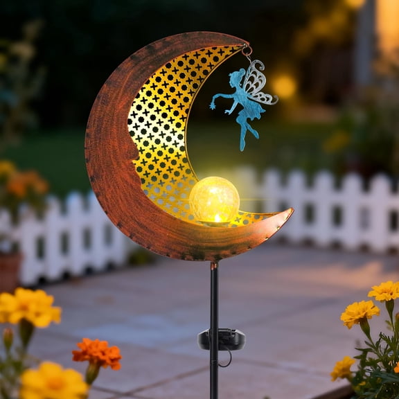 Outdoor Garden Stake,Solar Fairy Moon LED Light Stake,Outdoor Decor,Ornament for Patio, Lawn, Yard, Pathway - Unique Gift Ideas for Gardening