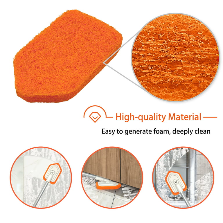 Shower Scrubber JEHONN Tub and Tile Cleaning Brush with Long Handle Orange  