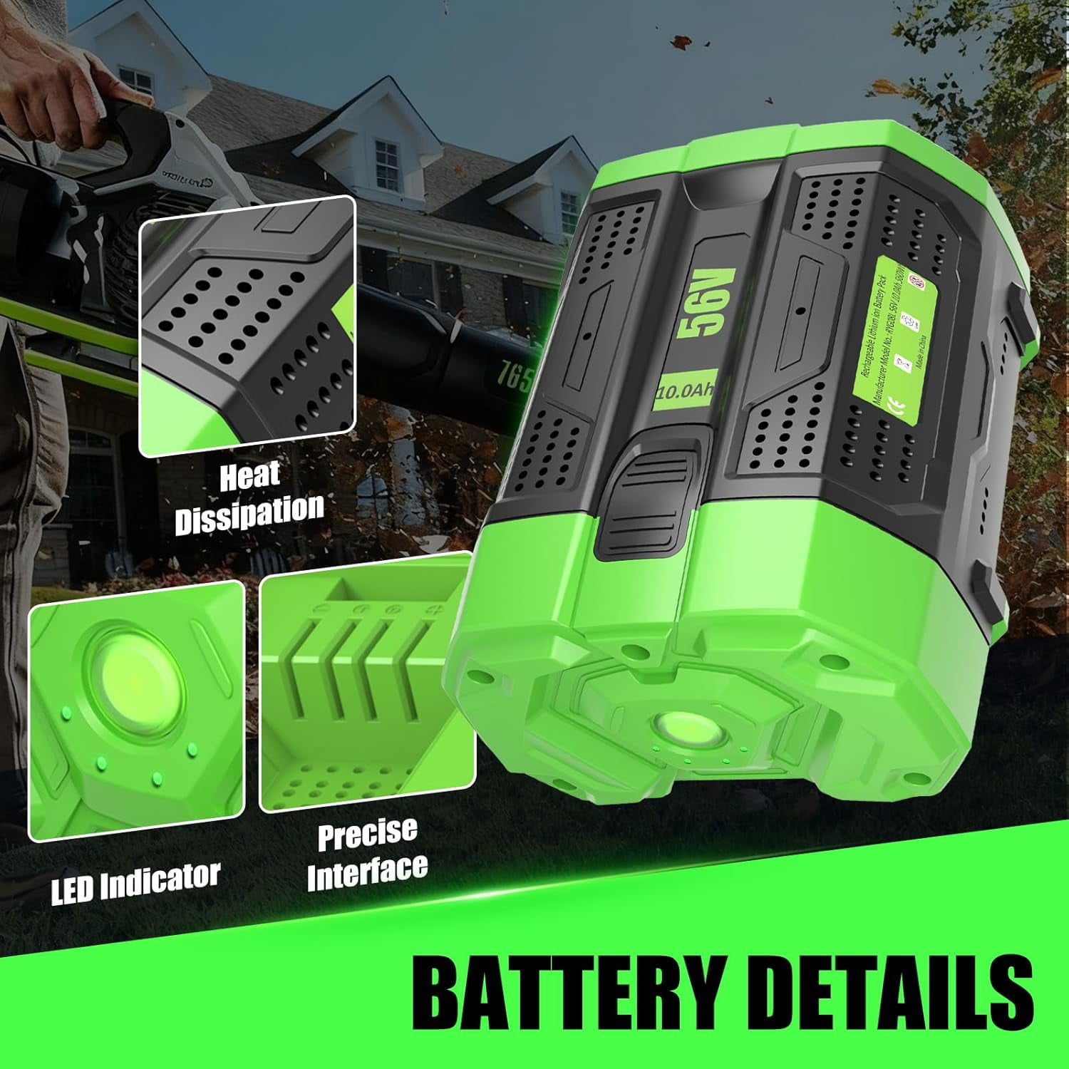 2Packs 10000mAh Replacement for EGO 56V Battery Compatible with EGO 56 Volt Lithium Battery Power+ Tools BA2800 BA4200 BA4200T CS1604 CS1804 CS1403 HT2400 LB6504 LB5804 LB6500 LB4800 PH1400