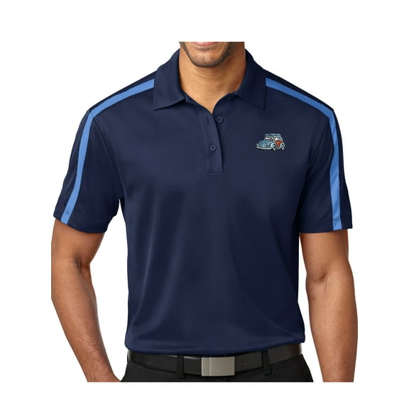 Mens "Blue Woodie" Premium Polo Shirt - Navy/Carolina Blue, Small