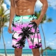thumbnail image 2 of Summer Casual Shorts for Men Elastic Waist Drawstring Shorts Athletic Beach Floral Print Shorts with Pockets, 2 of 5