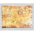 thumbnail image 1 of Island Map Decor Tapestry, Antique Treasure Map Grunge Rusty Style Parchment History Theme Boho Decoration, Wall Hanging for Bedroom Living Room Dorm Decor, 80W X 60L Inches, Beige, by Ambesonne, 1 of 2