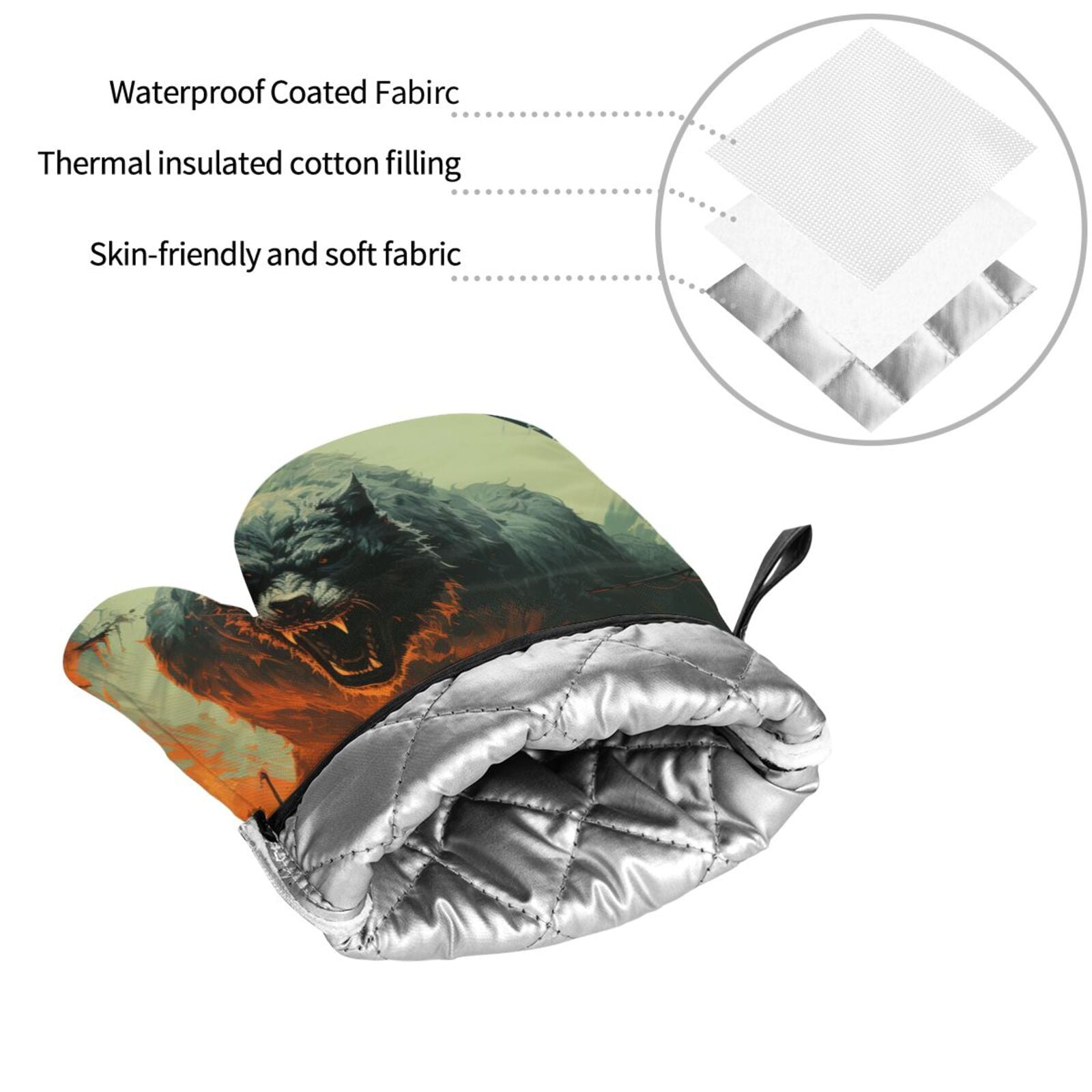 Werewolf Night Cool Art 4Pcs Oven Mitts and Pot Holders Sets Oven Kitchen Gloves Hot Pads for Cooking BBQ Baking Grilling