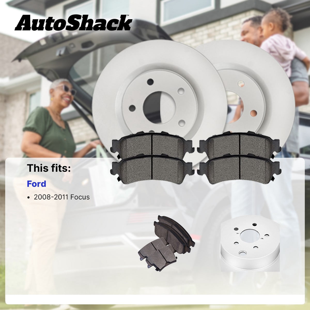 AutoShack Front Brake Rotors & Ceramic Pads for Ford, Focus 2008-2011, FWD L4 2.0L - Coated - ArmorStop - 10.83" (275 mm), 4-Lug