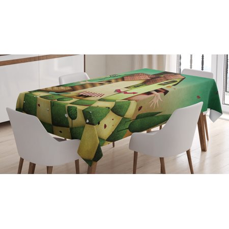 

Mural Tablecloth Conceptual Illustration for Fairy Tale Wonderland House with a Girl Trapped Inside Rectangular Table Cover for Dining Room Kitchen 60 X 90 Inches Multicolor by Ambesonne