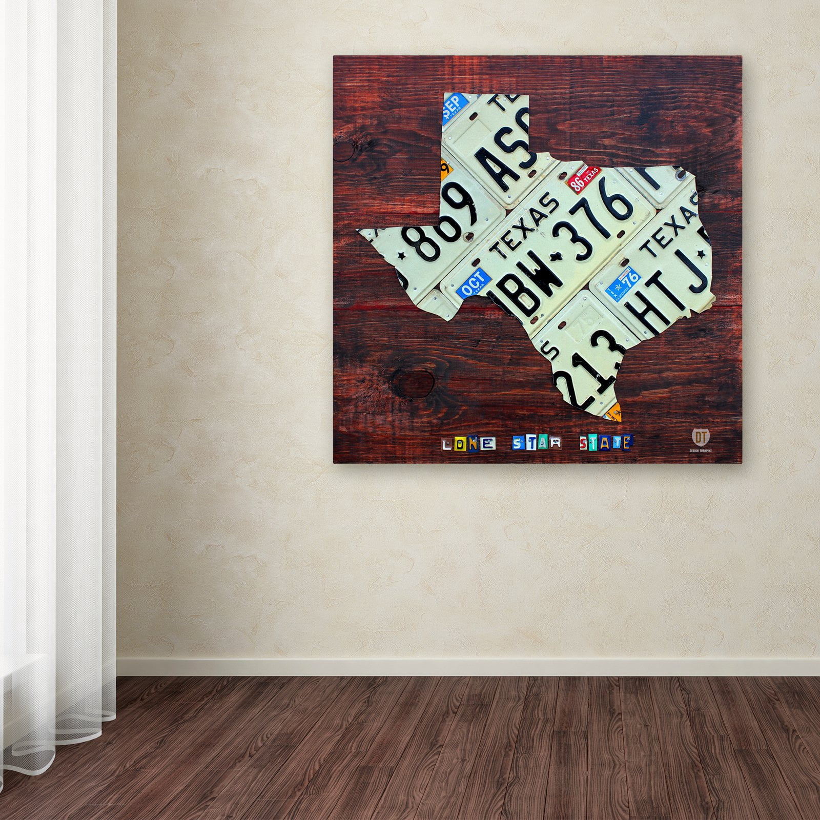 Trademark Fine Art 'Texas License Plate Map Large' Canvas Art by Design Turnpike, White Matte, Black Frame