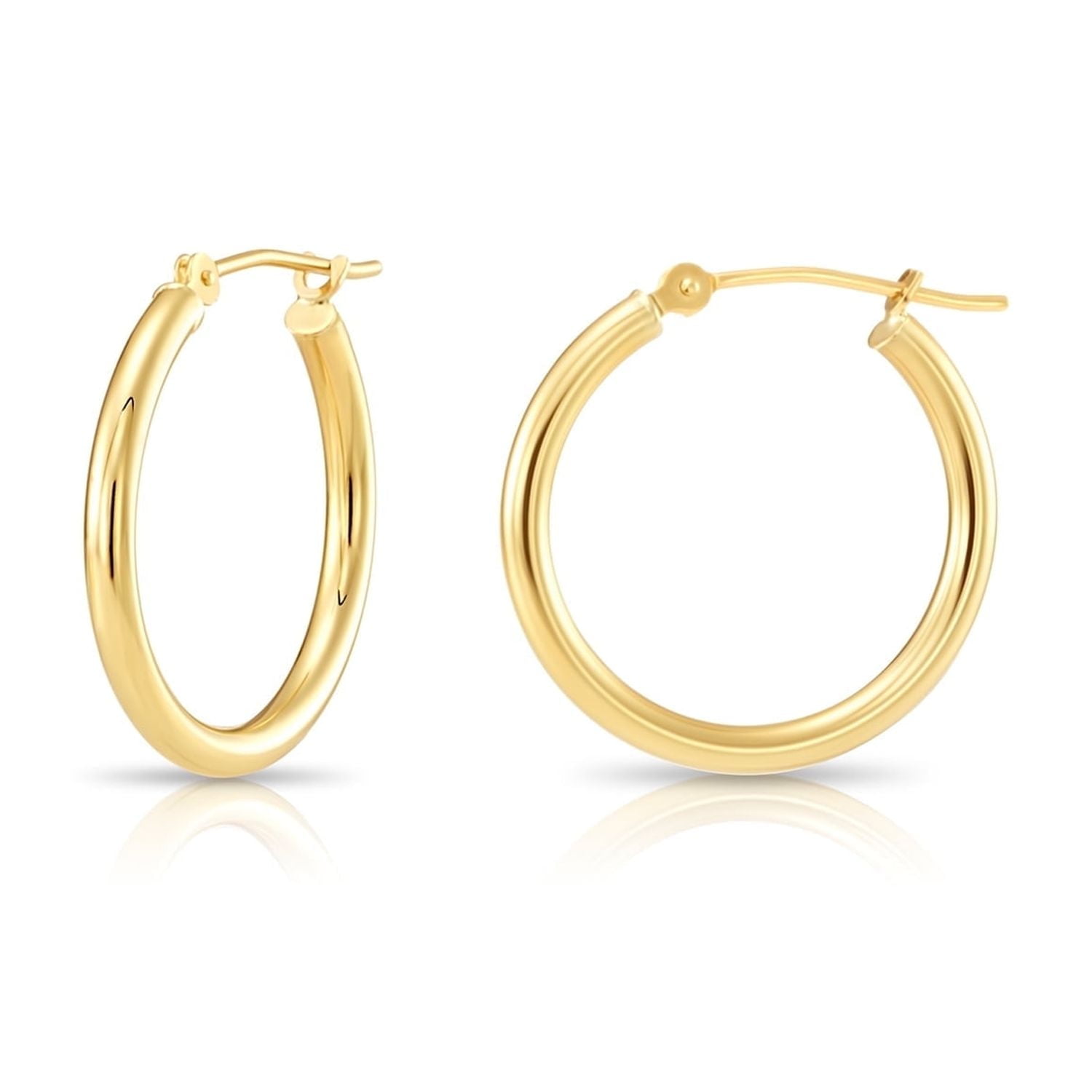 Tilo Jewelry 10K Yellow Gold Classic Polished Round Gold Hoop Earrings (22mm) for Women & Unisex