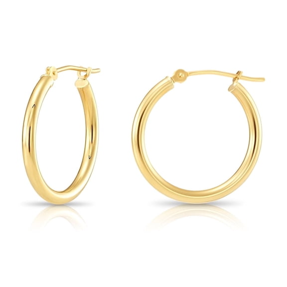 Tilo Jewelry 10K Yellow Gold Classic Polished Round Gold Hoop Earrings (22mm) for Women & Unisex