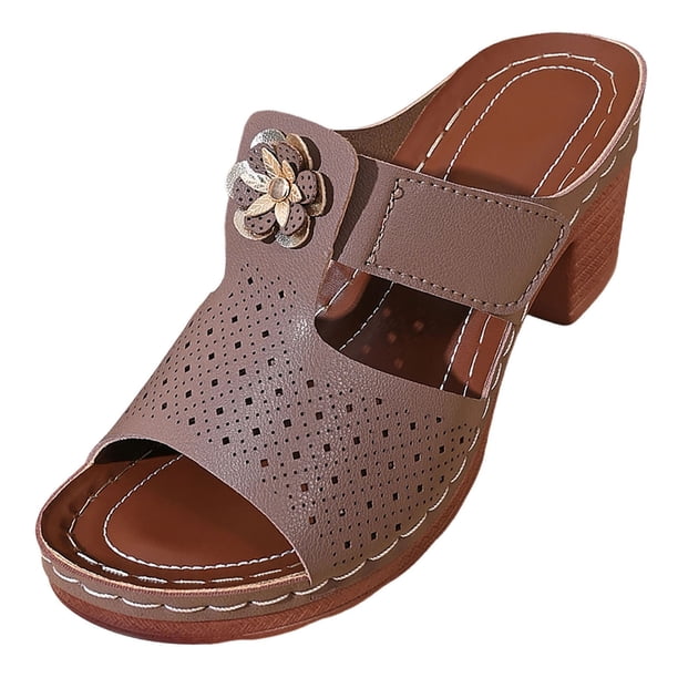 Sandalias Mujeres Sandalias de Deslizamiento Casuales Cabeza de Pescado de Verano de Moda Respirable Grande Tamaño Grueso de Tacón Alto Sandalias de Tacón de Bloque para Mujeres