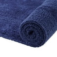thumbnail image 4 of Better Trends Toilet Rug U-Shaped Set of 2 Piece Contour Rug 100% Cotton Bathroom Mat Soft Absorbent Reversible Washable for Decor Tub Shower Bathroom Floor, 20"x20"|21"x34" Navy Lux Collection, 4 of 4