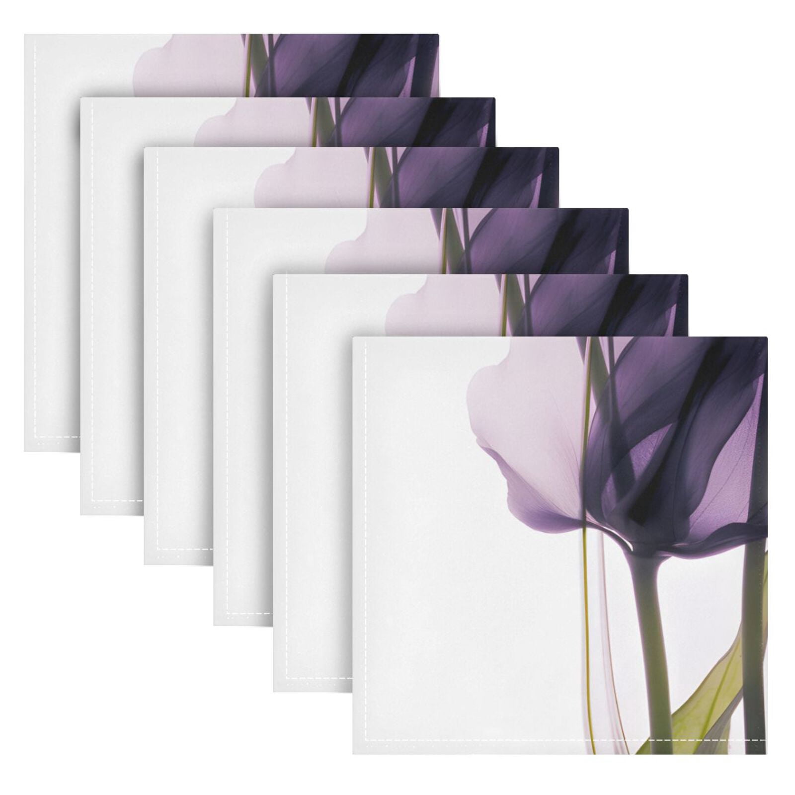 JSTEL Purple Calla Lily Cloth Napkins Set of 6, 20x20 Inch Washable and Reusable Napkin for Decoupage Dinner Party Everyday Use