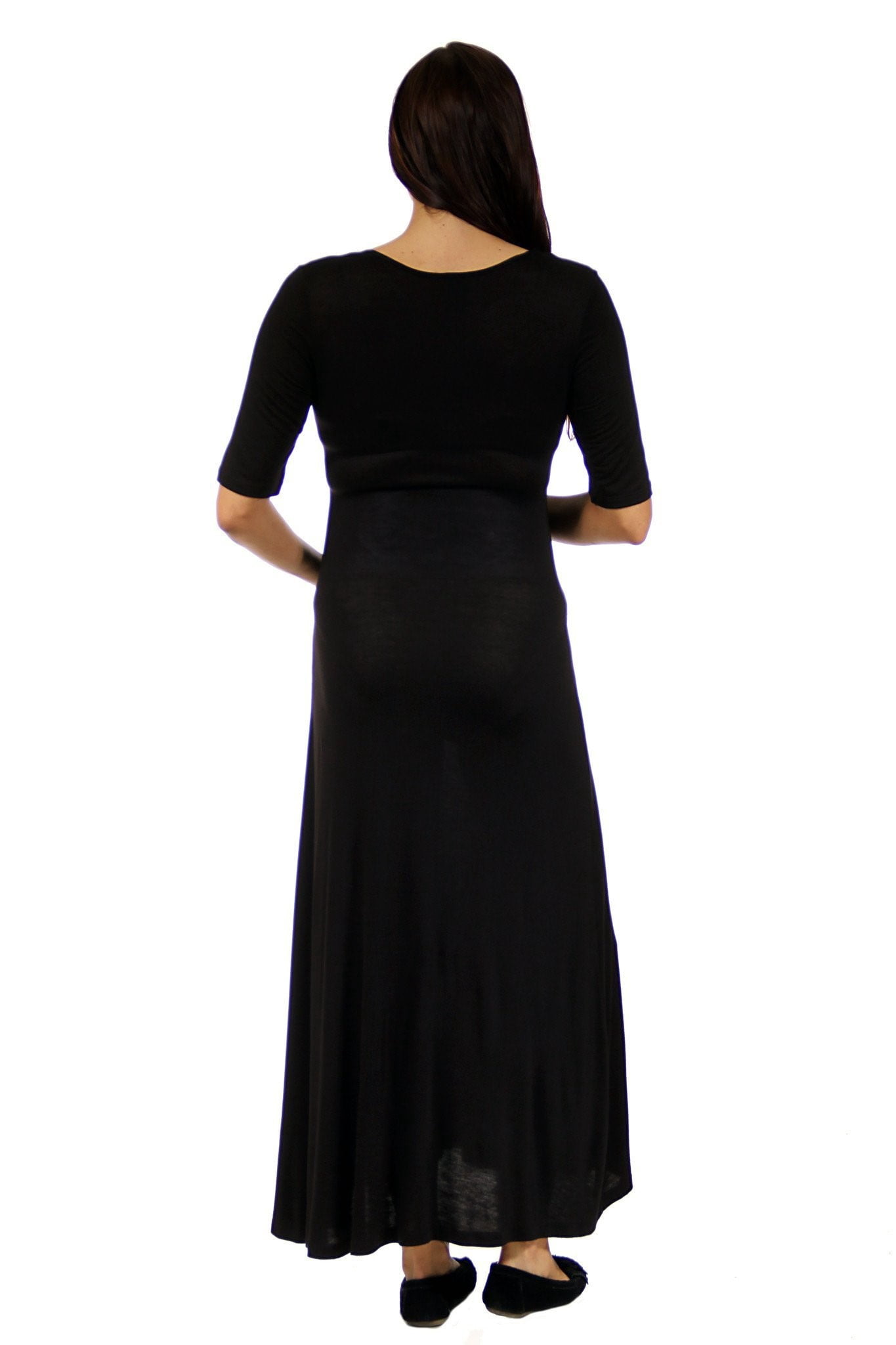 24-7 Comfort Apparel Women's Maternity Elbow Maxi Dress