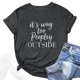 thumbnail image 2 of Gibobby Camiseta de manga corta para mujer Camiseta manga corta con cuello redondo para mujer It's Way Too Peopley Outside Camiseta con estampado letras diver(Gris oscuro,M), 2 of 4