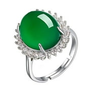 1PC Green Agate Ring Open Finer Ring Jewelry Engagement Wedding Gift for Women Ladies