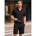 thumbnail image 2 of RICHCOIN Men's 2 Piece Outfits Textured Knit Short Sleeve Button Down Shirts and Shorts Old Money Casual Sets, 2 of 7