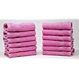 Best Christmas Gift 12 Piece Turkish Cotton Dobby Border Eco Friendly Face Towel Washcloths Set (Best Washcloth For Face)