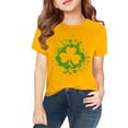 thumbnail image 4 of XIMIN Edgy Splatter Clover Kids' Girls Boys Short-Sleeve Crew Neck T-Shirt - Distressed Green Graphic, Soft St. Patrick's Day Lucky Charm Top, 4 of 7
